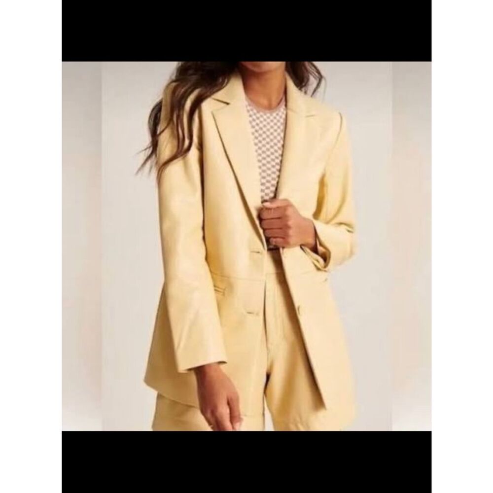 Abercrombie & Fitch Light Yellow Leather Blazer